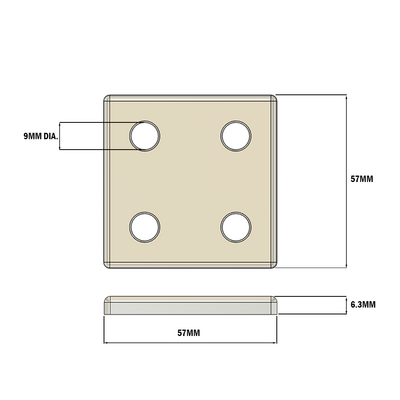 41-106-3SS MODULAR SOLUTIONS TIE PLATE 60 X 60 WITH STAINLESS STEEL HARDWARE